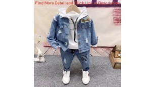 'Children\'s clothing 2020 autumn&winter new boys denim jacket + hooded sweater + jeans 3pcs/ sets k'