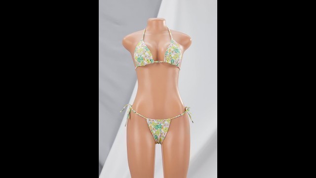 'Floral printing padded halter-neck self-tie triangle sexy hot two-piece bikini 5# BA002200'