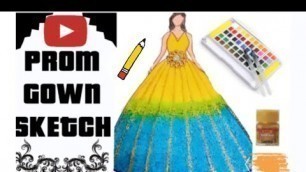 'How to make fashion illustration?  glittery sequin gown sketch | dress sketch | fashion