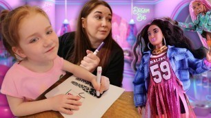 'MAGiC FASHiON SHOW!!  Adley designs Barbie clothes with Mom for the new Fashion Planet runway!'