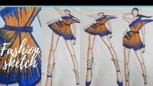 'HOW TO MAKE A GEOMETRIC  OUTFIT FASHION SKETCH , STEP BY STEP #MANSISEHGAL #FASHIONINFLUENCER'