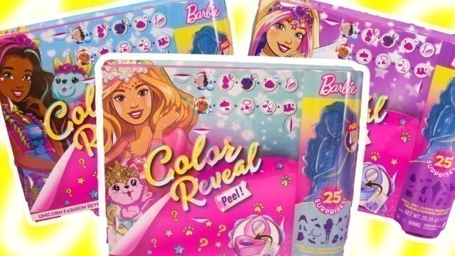 'Barbie Color Reveal Peel Mermaid, Unicorn, Fairy Fashion Reveal Peel 2 Reveal Barbie Dolls'