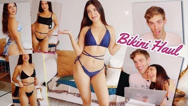 'Probándome BIKINIS por primera vez y mi esposo los califica! | FASHION NOVA try on HAUL'