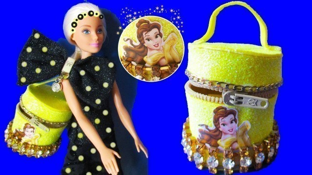 'DIY BARBIE HACKS Miniature Cosmetics Bag Belle for Barbie doll tutorial'