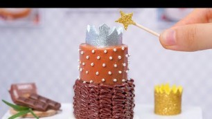 'Perfect Miniature Chocolate Princess Cake Decorating | Best Of Tiny Cake Recipe | Tiny Cooking ASMR'