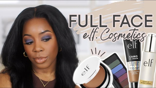 'FULL FACE USING E.L.F. COSMETICS | WEARABLE *BLUE* FULL COVERAGE SPRING MAKEUP 2021 | Andrea Renee'