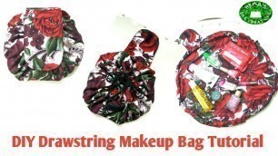 'DIY Round Drawstring Makeup Bag Tutorial/Cosmetics Bag Making At Home #makeupbag #cosmeticbag #hema'