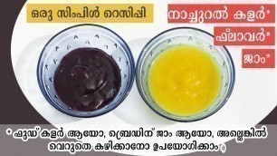 'Natural Food Color Recipe Malayalam/ഫുഡ് കളർ/ ഫ്ലാവർ/ ജാം/ Natural Food Flavor/Jam Recipe'