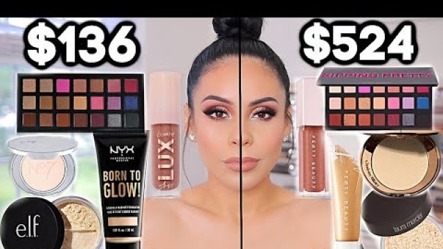 'FULL FACE OF DRUGSTORE DUPES: DRUGSTORE VS HIGH END MAKEUP + *12 hour wear test*'