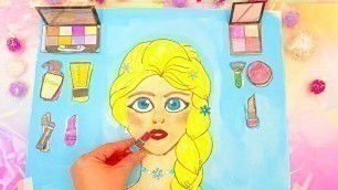 'Frozen Elsa DIY Makeup Hacks Paper Dolls Cosmetics Box Disney Princess PAPER STOP MOTION Crafts'