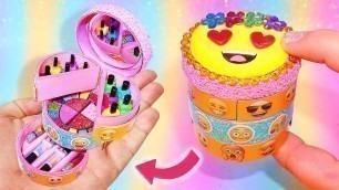 'DIY Miniature EMOJI Cosmetics or Emoji Makeup Kit Box || Eyeshadow, Nail Polish'