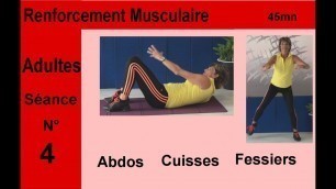'Renforcement Musculaire cuisse fesse abdos ( adulte séniors ) séance de gym 37mn par Gym Martine'