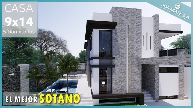 'modelo de casa de 3 pisos (Casa 9x14 metros)  Home Design Plan with basement'