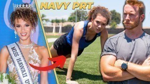 'Miss Hawaii Attempts the US Navy Physical Readiness Test'