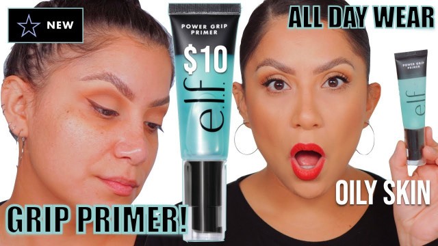 'E.L.F. COSMETICS POWER GRIP PRIMER + ALL DAY WEAR TEST *oily skin* | MagdalineJanet'