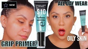 'E.L.F. COSMETICS POWER GRIP PRIMER + ALL DAY WEAR TEST *oily skin* | MagdalineJanet'