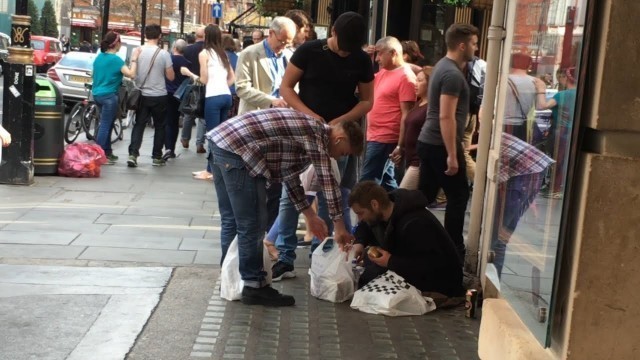 'Giving Food and Water To The Homeless [Long Cut]'