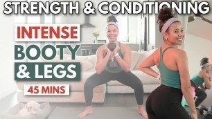 '45 MIN INTENSE Legs/Butt/Thigh Workout with Weights | No Repeats, Super Sweaty'