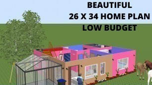 'Beautiful 26X34 home plan | Best 884 sqft house design and plan | Low budget home plan | small desig'