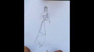 'How to draw a girl Fashion design beautiful dress ||How to drawing girl with dress #shorts #short 