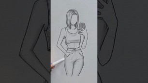 'How to draw a girl ✏️ #art #artwork #draw #drawing #girl #sketch #anime #cartoon #fashion'