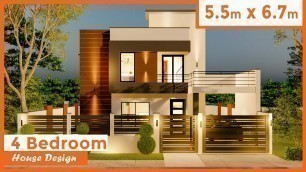 '4 Bedrooms Modern House Design with roof deck 5.5 by 6.7 meters (18 by 22ft),  (86 sq mt /926 sq ft)'