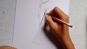'Draw a girl with saree#drawing #girldrawing@FarjanaDrawingAcademy'