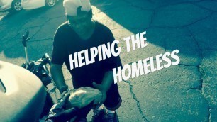 'Giving out food to homeless people on a bicycle!'