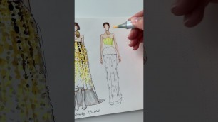 'Continue creating this fashion sketch 