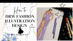 'How to draw a dress for beginners |fashion illustration |faiqa design art'