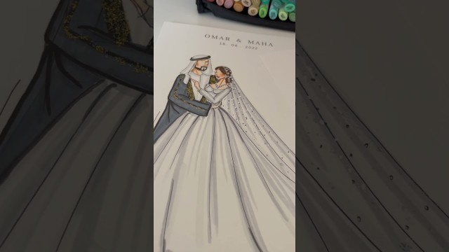 'Wedding sketch Fashion illustration markers #Ohuhu TikTok'