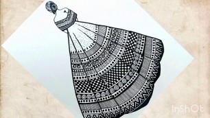 'Gown Mandala Art for beginners || Step by step Mandala Zentangle Art Doodle Art'