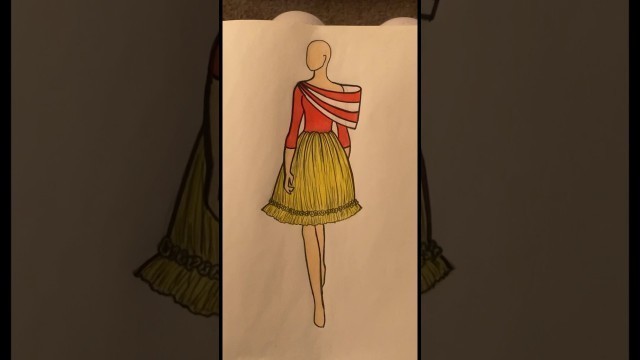 'Designing a popcorn inspired dress!! Pt.2 #dress #design #fashion #drawing #red #popcorn #yellow'