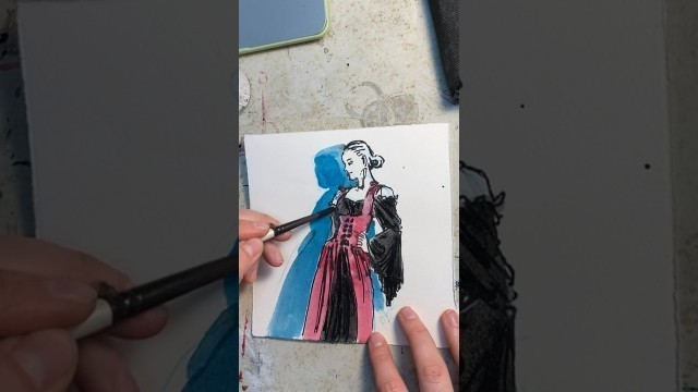 'Medieval maiden fashion illustration sketch #watercolour #sketches #artistsoninstagram #drawings'