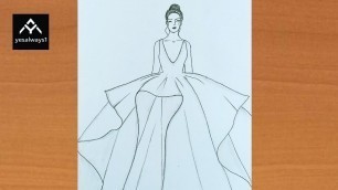 'Girl Drawing || How to Draw a Fashion girl ||  Dress design drawing  model || barbie girl | drawing'