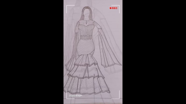 'simple fashion designer dress drawing type-4'