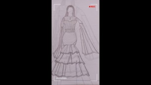 'simple fashion designer dress drawing type-4'