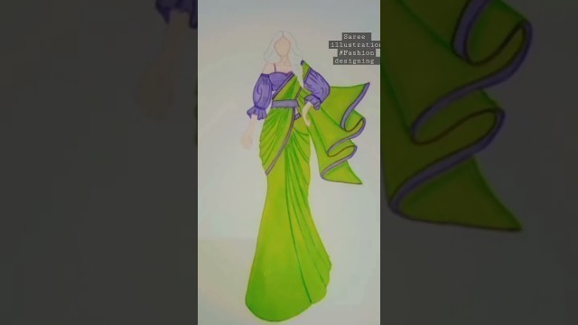 'Saree illustration #fashion designing #art #drawing #fashion #follow #viral #like #painting'