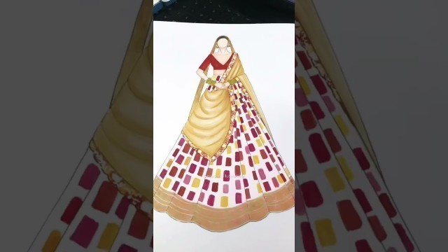 'How To Draw Bridal Lehanga | Fashion Illustration #indianwear#bride#video #shorts#viral#shortvideo'