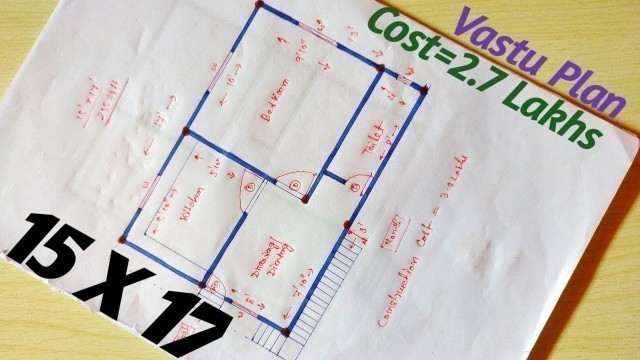 '15 X 17 BUILDING DRAWING ||1BHK HOUSE PLAN||VASTU HOME DESIGN||MAKAN KA NAKSHA'