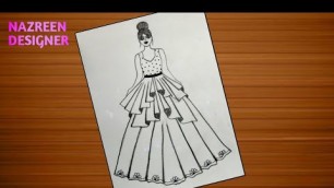 'Beautiful girl Fashion design sketch with traditional dress || Fashion drawing for beginners'