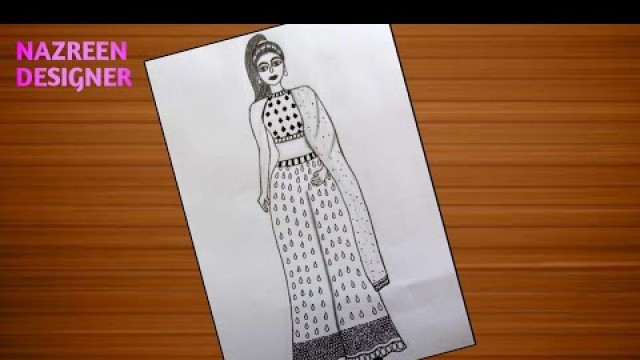 'Indian Trend fashion design for beginners | Traditional Dress Drawing | Girl fashion design #design'
