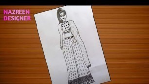 'Indian Trend fashion design for beginners | Traditional Dress Drawing | Girl fashion design #design'