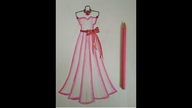'New Pink Colour Long Dress Design Drawing With Music'
