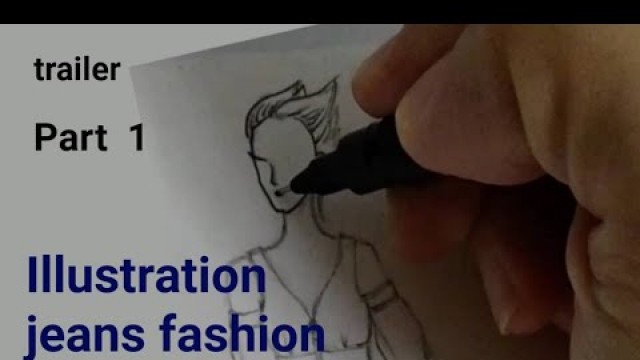 'Illustration jeans fashion part 1 | how to drawing jeans 2022 | fashion design jeans - painting'