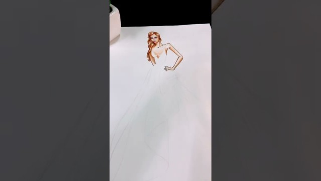 'Learn realistic fashion Illustration with two watercolor pencils #shorts #fashion_illustration #draw'