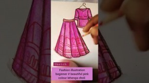 'fashion sketch | sketch tutorial #drawinglover #fashiondressstyle #pinklehengasketch #artist#shorts'