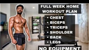 'Full Week Workout Plan At Home (No Equipment)'