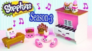 'Shopkins Season 3 Playset Ballet Collection Fashion Spree Exclusive Piano Music Box Toy Unboxing'