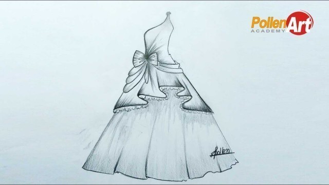 'How to draw fashion DRESS - step by step __ fashion design drawing - PART 4, Pollen art academy'